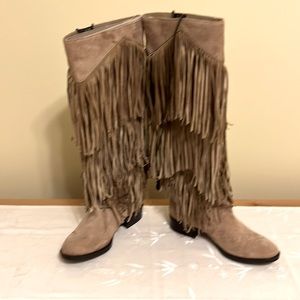 New with Tag, Fringed Suede Leather Boots